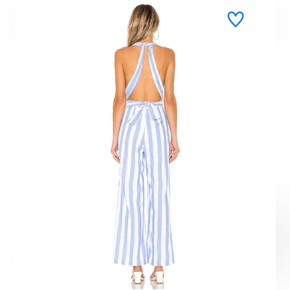 Superdown Kia Striped Jumpsuit in Blue & White - Picture 3 of 7
